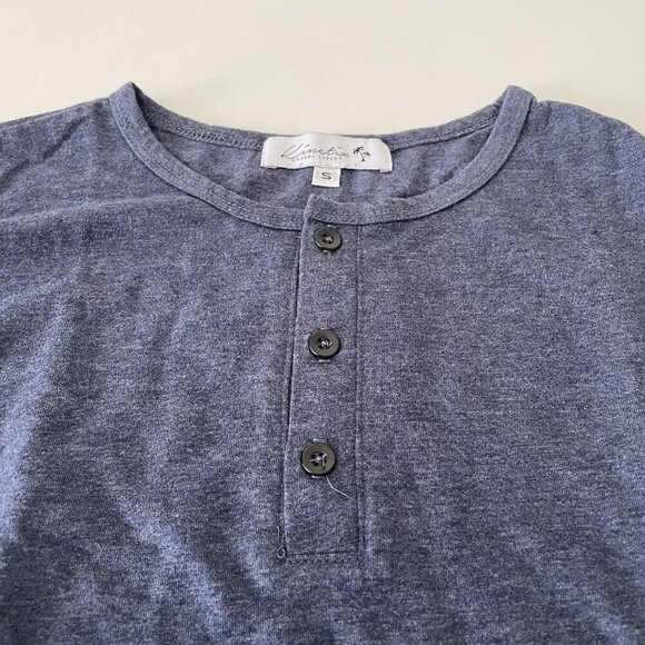 Kinetix Mens Henley Size S Casual Luxury Long Sleeve T Shirt Blue Soft NEW - Picture 2 of 4